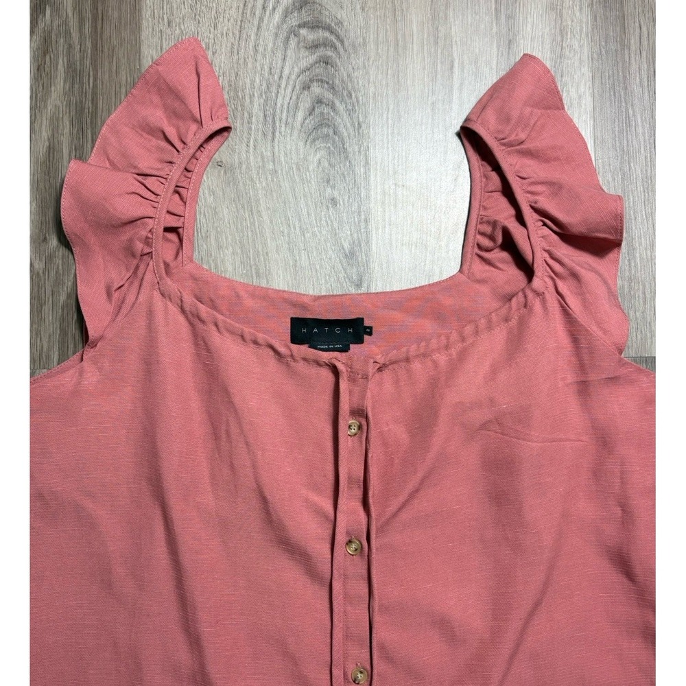 Hatch Dusty Rose Ruffle-Shoulder Midi Dress - Picture 4 of 11